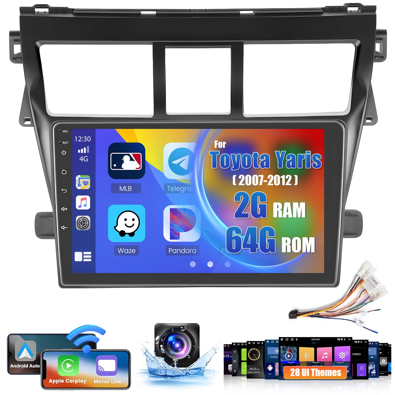 Amazon.com: Roinvou [2G+64G] Car Radio for Toyota Yaris Vios 2007